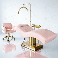 Table de massage électrique de luxe en cuir blanc, lit de beauté pour salon, lit facial à 3 moteurs, lit pour extensions de cils, mobilier de salon de beauté