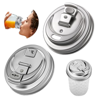 Couvercle réutilisable en acier inoxydable 304 pour bocaux Mason à large ouverture, tasses en verre – Remplacement de couvercle à bec verseur pour café et thé