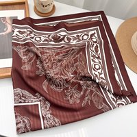 Nouvelle Écharpe Marron Style Western en Soie Sergée 90cm, Simple et Luxe Léger, Plusieurs Styles Disponibles