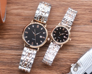 Montres-bracelets à quartz pour couple, bracelet en acier inoxydable, chiffres romains, montres décontractées pour le quotidien, le bureau, les déplacements, les occasions spéciales, Omegaes - Product Image 4