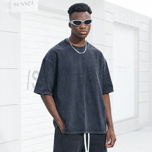 T-shirt vintage lavé à l'acide de haute qualité sérigraphie personnalisée surdimensionnée 100% coton lourd pour hommes - Product Image 1