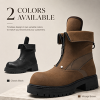 Bottes à plateforme épaisses pour hommes avec fermeture éclair avant, bout rond, semelle à crampons, bottines décontractées pour le streetwear, chaussures streetwear personnalisées OEM