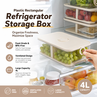 Conteneur de rangement multifonctionnel pour réfrigérateur, en plastique alimentaire, rectangulaire, grand format, avec couvercle hermétique, pour la conservation des aliments