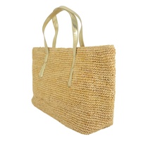 Sac fourre-tout en raphia naturel de Madagascar, fait à la main, en raphia crocheté, avec doublure en toile, fermeture à glissière