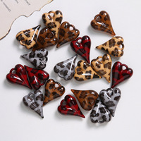 Vintage 27*20mm imprimé léopard 3D en forme de coeur pendentifs acryliques pour boucles d'oreilles sacs porte-clés résultats