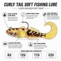 Leurre de pêche Curly Tail Grub avec tête plombée - Swimbait souple multicolore