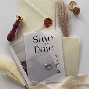 Invitations de <span class=keywords><strong>mariage</strong></span> en couches vélin et enregistrer les dates avec photo - Product Image 3