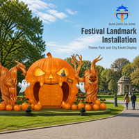 Escultura de Luz Gigante con Forma de Calabaza Monstruosa para Cabina de Fotos, Decoración para Parques Temáticos y Festivales de Halloween