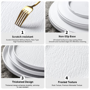 Platos <span class=keywords><strong>de</strong></span> <span class=keywords><strong>Melamina</strong></span> Ecológicos Aptos para Lavavajillas, <span class=keywords><strong>Vajilla</strong></span> para Restaurante, Hotel Comercial, Plato Minimalista con Diseño <span class=keywords><strong>de</strong></span> Piedra, Plato para Ensalada - Product Image 6