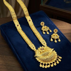 Wholesale 14K 18K 24K Micro Gold Filled AD Forming <b>Long</b> <b>Necklaces</b>, Traditional AD <b>Long</b> <b>Necklaces</b>, Indian Wedding Jewelry Set. - Product Image 2