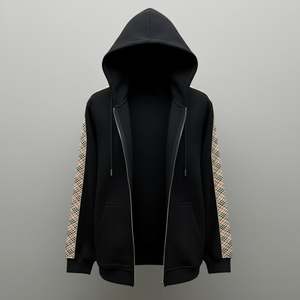 Sudadera con Capucha para Hombre, Estilo Casual Urbano, con Cierre, 100% Algodón, Sólida, Bordada, Impermeable, Transpirable, con Bolsillo, Impresión Personalizada - Product Image 1