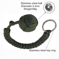 Équipement de défense pratique pour l'extérieur, Cordelette de défense tressée en paracorde avec noyau en acier, type Monkey Fist