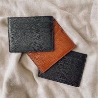Dompet Kartu Kulit Asli Logo Kustom Klasik, Tipis, untuk Bisnis, Tempat Kartu Kredit, ID Bank, untuk Wanita