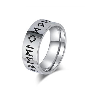 Nordic Viking Rune Titanium Steel <b>Ring</b> Antique Silver Gold Black Unisex Jewelry Gift - Product Image 5