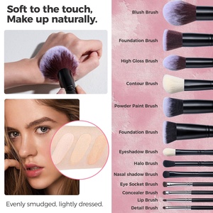 Juego de herramientas de maquillaje para mujeres y niñ<span class=keywords><strong>as</strong></span>, conjunto de regalo, brochas de maquillaje profesionales, soplo de polvo, diademas para lavarse la cara, bolsa de maquillaje, BS-MALL - Product Image 4