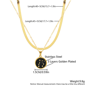 नया आगमन 18k सोना मढ़वाया राशिफल ज्योतिष पेंडेंट हार स्टेनलेस स्टील तामचीनी बारह राशि चिन्ह पेंडेंट हार - Product Image 5