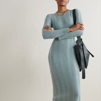 Fabricants de tricots Robes d'hiver à manches longues et col rond à rayures personnalisées pour femmes Pull Robe décontractée en tricot