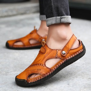 Summer new men's cool <b>sandals</b> Korean version handcrafted casual two-in-one soft-soled front-covered flip-flops - Product Image 1