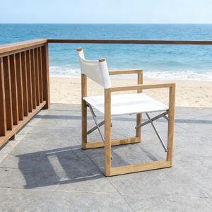 Chaise de réalisateur <span class=keywords><strong>en</strong></span> teck massif, <span class=keywords><strong>fauteuil</strong></span> pliable <span class=keywords><strong>en</strong></span> <span class=keywords><strong>tissu</strong></span>, chaise de plage portable <span class=keywords><strong>pour</strong></span> l'extérieur - Product Image 4