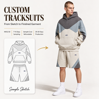 Ensemble sweat à capuche oversize et short color block 320 GSM en molleton 100 % coton, broderie 3D, ensemble décontracté assorti, fournisseur à faible MOQ
