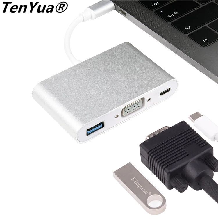 Type C to 4K Hdmi-Compatible USB C VGA Adapter Dock