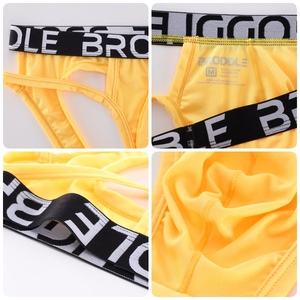 New Design <strong>Men's</strong> Sexy Panties Jockstrap Yellow Color See-Through Mesh U Shaped Pouch Thong <strong>Underwear</strong> - Product Image 6