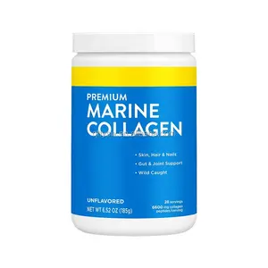 Peptídeos de colágeno marinho premium OEM, proteína de peixe selvagem ceto, pó de colágeno hidrolisado para coxas, pele e unhas, articulações ósseas