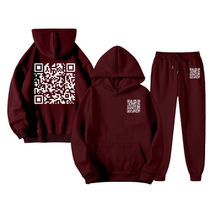 QR Code Funny Men's Set Winter New Classic Hot Stamping Letter logo Conjunto de ropa deportiva con capucha suelta - Product Image 5