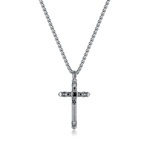 Collana da <span class=keywords><strong>Uomo</strong></span> con Ciondolo a Croce Retrò in Acciaio Inossidabile, Placcata Oro Personalizzata, Stile Hip-hop con Catena di Perle - Product Image 5