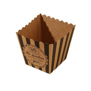 Striped Popcorn Small Portions Kraft Paper Folders Disposable <b>Square</b> Chicken Nuggets Fries Eco-Friendly Recycled Materials - Product Image 5