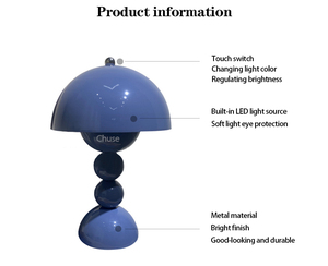 Lampada da tavolo moderna in ferro ricaricabile senza fili portatile 3 luci da tavolo touch a colori per la decorazione domestica - Product Image 2
