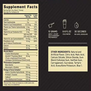 Polvere Pre-Allenamento Premium Integratore Energetico Supporto Muscolare Aumento Massa Senza Zucchero con Caffeina - Product Image 3