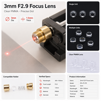 Lentille laser optique ZhonNa 3mm F2.9, lentille en plastique biconcave de 1,5 mm d'épaisseur, module de point de focalisation, pièces d'équipement laser industriel