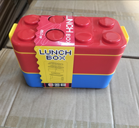 Boîte à lunch bento créative pour enfants en forme de blocs de construction, 2 compartiments, étanche, en plastique, vente en gros