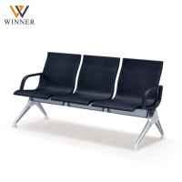 Nouveau modèle de banc d'attente moderne pour espaces publics, trois places, avec coussin en PU, pour aéroport, terminal, hôpital, hall, bureau, extérieur, salle de sport