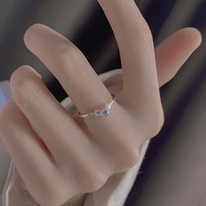 Heart-Shaped <b>Ring</b> For Women Silver Tone Prong Setting Open <b>Toe</b> Design Gift Jewelry - Product Image 2