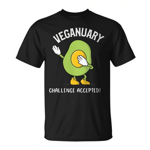 Camiseta Vegana con Diseño de Aguacate Negro para el Reto Veganuary, Camiseta Promocional con Motivación Vegana - Product Image 2