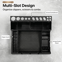 Organisateur de table de travail pour salon de coiffure, grande capacité, durable, noir, plateau amovible pour tondeuse, support de rangement pour coupe de cheveux