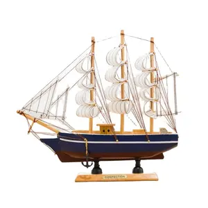 2023畅销定制帆船摆件模型木制书房办公摆件工艺品地中海装饰礼品