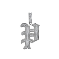 Personnalisé Punk Grand Plaqué Argent Layered Big Initial Alphabet Dainty Pendentif Pour Hommes