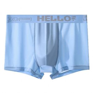 Calzoncillos de seda helada de tiro medio para hombre, finos, transpirables, antibacterianos, de corte cuadrado, sin costuras, de punto, para verano - Product Image 2