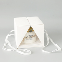 Boîte à gâteau transparente personnalisée 4, 6 et 8 pouces pour gâteaux d'anniversaire, desserts et dim sum, avec bande de fixation