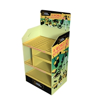 Présentoir de sol en carton personnalisé avec grilles, présentoir de sol en papier écologique pour la promotion de snacks et de livres en magasin