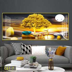 2023 mới hiện đại tối giản phòng ngủ đầu giường tường trang trí phong cảnh Bắc Âu pha lê sứ bức tranh tường ngang - Product Image 3