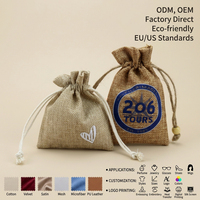 Sacs en jute naturel personnalisés avec logo imprimé, grands sacs à cordon pour cadeaux de Noël, sacs réutilisables en chanvre et en toile de jute pour le café