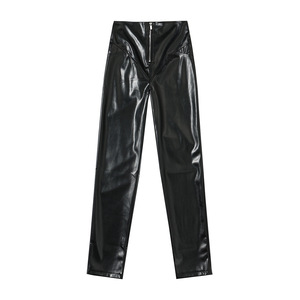 <span class=keywords><strong>Pantaloni</strong></span> a Gamba Dritta in <span class=keywords><strong>Ecopelle</strong></span> PU da Donna - <span class=keywords><strong>Pantaloni</strong></span> Casual <span class=keywords><strong>con</strong></span> Zip Frontale Sehe Fashion - Product Image 6