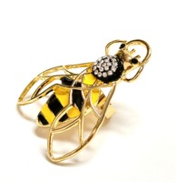 Nouvelle mode abeille serviette fermoir en alliage de Zinc gouttes d'huile insectes cristal diamants serviette anneau ajusté femmes bijoux en gros