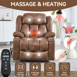 Fauteuil inclinable électrique à double moteur avec positionnement infini, mécanisme robuste, massage et chauffage lombaire pour personnes âgées - Product Image 5