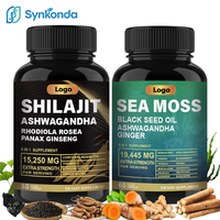 Cápsulas de Extracto de Musgo Marino, Shilajit y Ashwagandha, Aceite de Semillas Negras, Suplemento 8 en 1 Antioxidante, Refuerzo Inmunológico y Muscular, Todo en Uno