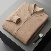 Großhandel Herren Reine Wolle Strickjacke Jacke mit Reißverschluss Gestrickter Pullover Langarm Warmer Freizeitmantel